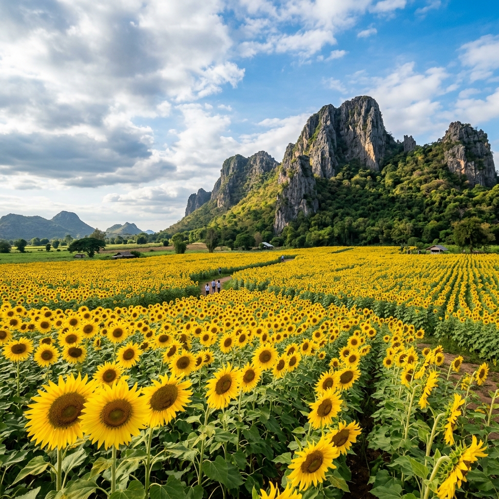 ทุ่งทานตะวันเขาจีนแล บรรยากาศภายในสถานที่
